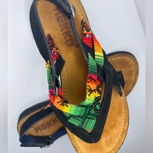 Women's Black and Multicolor Sandals